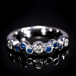 18ct White Gold Sapphire & Diamond Bubble Ring