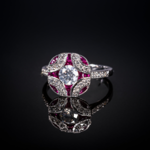 18ct White Gold Ruby & Diamond