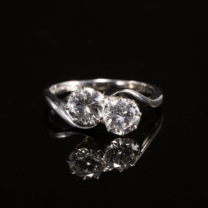 Platinum 1.20ct Two stone cross over