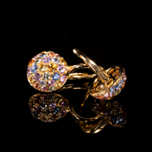 18ct Yellow Gold Multi Sapphire Earings