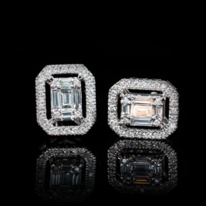 18ct white gold diamond halo cluster earrings. Bespoke Jewellery, Knights fine Jewellery - Stratford upon Avon